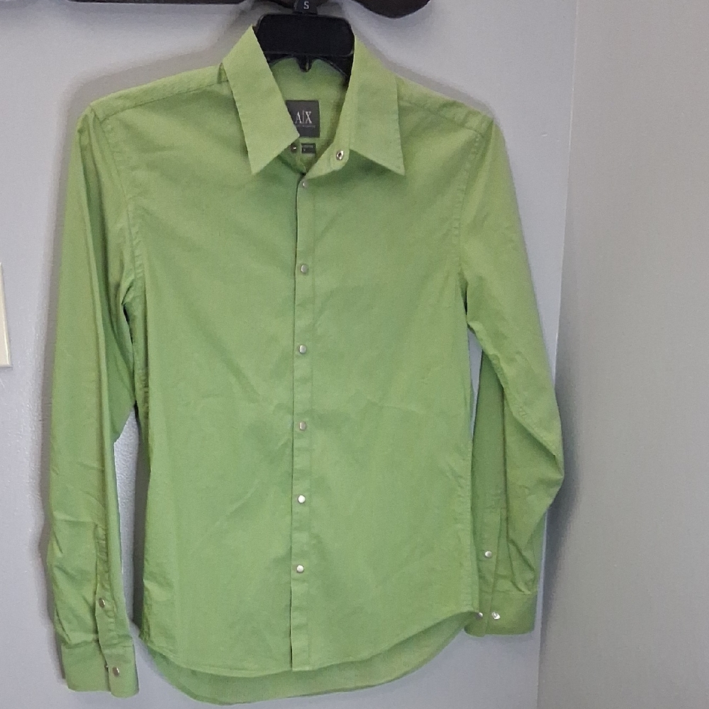 Armani Exchange Men's Pin Striped Green Shirt Size Small